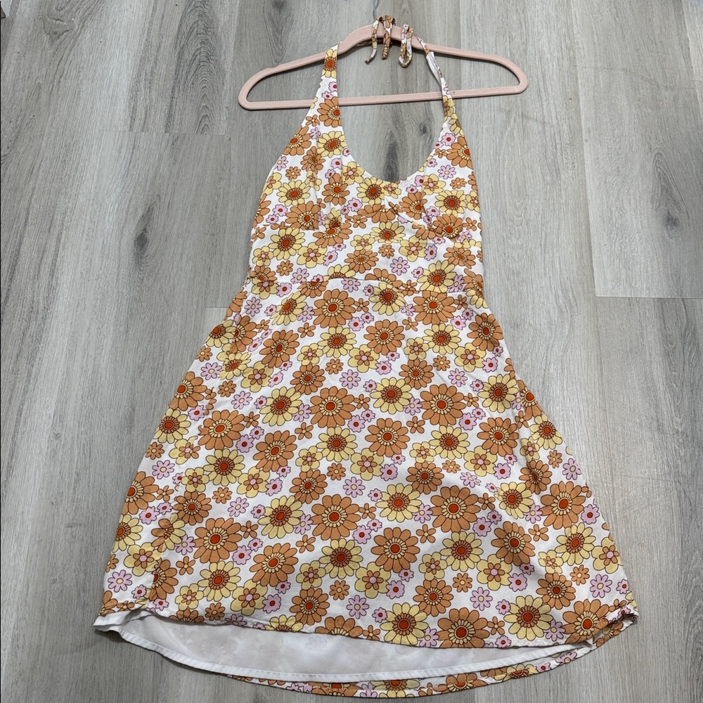 Hollister Floral Halter Top in Orange and Yellow